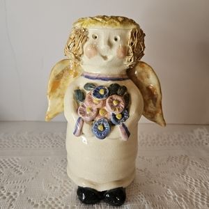 VTG Studio Art Pottery Angel Candle Holder Figurine Signed Grillo, Grandamacore